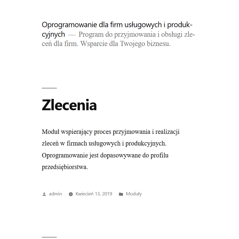 Program do przyjmowania zleceń dla firm